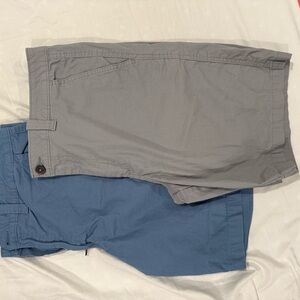 Magellan Outdoors Gray and Blue Flat Front Shorts